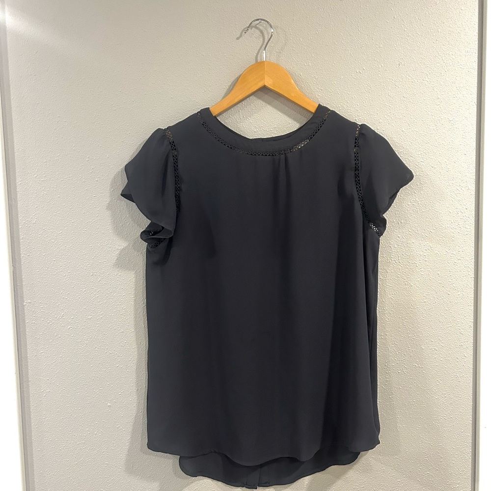LOFT Grey Flutter Sleeve Blouse